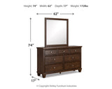 Danabrin Queen Panel Bed with Mirrored Dresser, Chest and 2 Nightstands