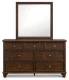 Danabrin California King Panel Bed with Mirrored Dresser and Nightstand