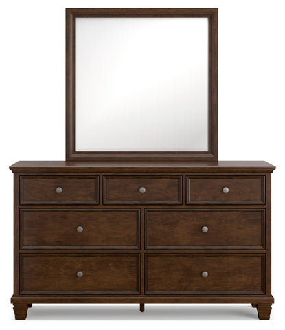 Danabrin Queen Panel Bed with Mirrored Dresser and Chest