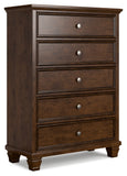 Danabrin Queen Panel Bed with Mirrored Dresser and Chest