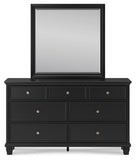 Lanolee King Panel Bed with Mirrored Dresser