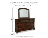Porter King Sleigh Bed with Mirrored Dresser and Chest