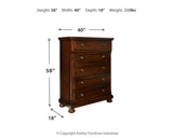 Porter King Panel Bed with Mirrored Dresser, Chest and 2 Nightstands