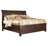 Porter King Sleigh Bed with Mirrored Dresser, Chest and 2 Nightstands