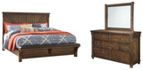 Lakeleigh Califorina King Panel Bed with Upholstered Bench with Mirrored Dresser