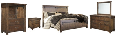 Lakeleigh California King Panel Bed with Mirrored Dresser, Chest and Nightstand