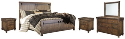 Lakeleigh Queen Panel Bed with Mirrored Dresser and 2 Nightstands