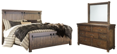 Lakeleigh California King Panel Bed with Mirrored Dresser