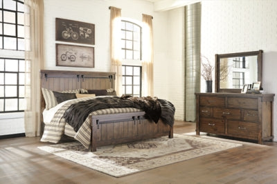 Lakeleigh California King Panel Bed with Mirrored Dresser