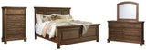 Flynnter California King Panel Bed with Mirrored Dresser and Chest