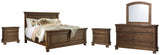 Flynnter California King Panel Bed with Mirrored Dresser and 2 Nightstands