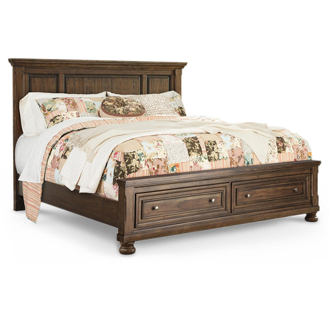Flynnter California King Panel Bed with 2 Storage Drawers