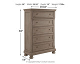 Lettner King Panel Bed with Mirrored Dresser, Chest and Nightstand