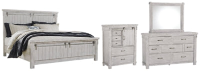 Brashland California King Panel Bed with Mirrored Dresser and Chest