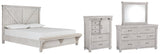 Brashland California King Panel Bed with Mirrored Dresser and Chest