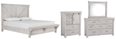 Brashland Queen Panel Bed with Mirrored Dresser and Chest