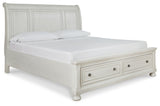 Robbinsdale Queen Sleigh Bed with Storage with Mirrored Dresser and 2 Nightstands