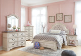 Realyn Full Panel Bed with Mirrored Dresser, Chest and 2 Nightstands