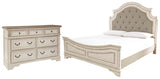 Realyn King Upholstered Panel Bed with Dresser