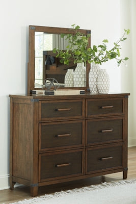 Wyattfield King Panel Bed with Mirrored Dresser and Chest