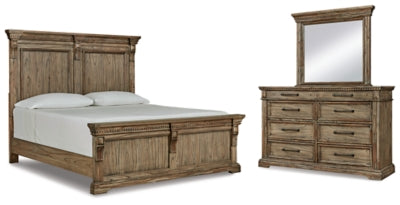 Markenburg California King Panel Bed with Mirrored Dresser