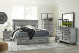 Russelyn California King Storage Bed with Mirrored Dresser, Chest and 2 Nightstands