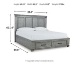 Russelyn California King Storage Bed with Mirrored Dresser, Chest and 2 Nightstands