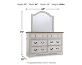 Brollyn Queen Upholstered Panel Bed with Mirrored Dresser