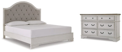 Brollyn King Upholstered Panel Bed with Dresser