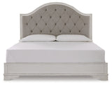 Brollyn King Upholstered Panel Bed with Mirrored Dresser