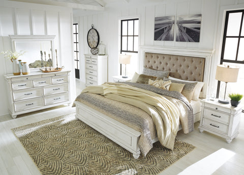 Kanwyn Queen Panel Bed with Mirrored Dresser, Chest and 2 Nightstands