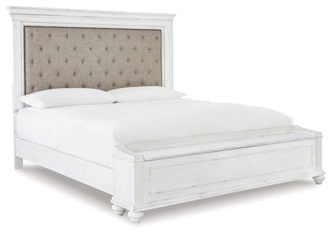 Kanwyn Queen Panel Bed with Storage with Mirrored Dresser and 2 Nightstands