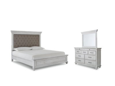 Kanwyn Queen Panel Bed with Mirrored Dresser