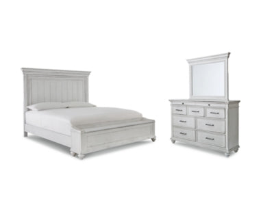 Kanwyn Queen Panel Bed with Storage with Mirrored Dresser