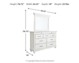 Kanwyn King Panel Bed with Storage with Mirrored Dresser and Chest