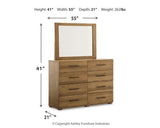 Dakmore King Upholstered Bed with Mirrored Dresser and Chest