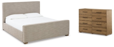 Dakmore King Upholstered Bed with Dresser