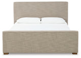 Dakmore King Upholstered Bed with Mirrored Dresser and Chest