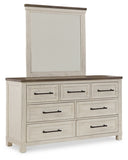 Brewgan King Panel Storage Bed with Mirrored Dresser and Chest