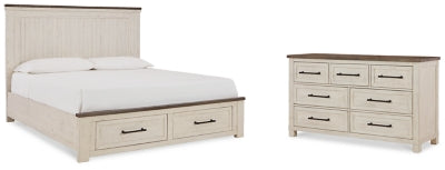 Brewgan California King Panel Storage Bed with Dresser