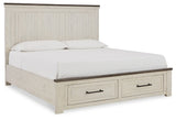 Brewgan King Panel Storage Bed with Mirrored Dresser and Chest