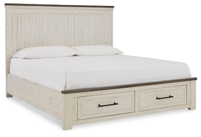 Brewgan Queen Panel Storage Bed with Mirrored Dresser