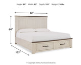 Brewgan King Panel Storage Bed with Mirrored Dresser and Chest