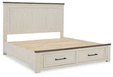 Brewgan King Panel Storage Bed with Mirrored Dresser and Chest