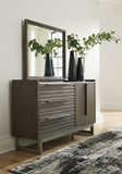 Arkenton California King Panel Bed with Mirrored Dresser, Chest and Nightstand