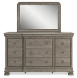 Lexorne King Sleigh Bed with Mirrored Dresser