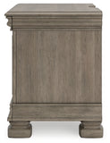 Lexorne Queen Sleigh Bed with Mirrored Dresser, Chest and 2 Nightstands
