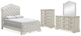 Arlendyne King Upholstered Bed with Mirrored Dresser and Chest