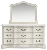 Arlendyne King Upholstered Bed with Mirrored Dresser and Chest