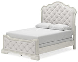 Arlendyne King Upholstered Bed with Mirrored Dresser and Nightstand